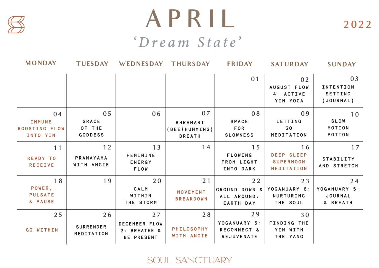 April Blog Calendar