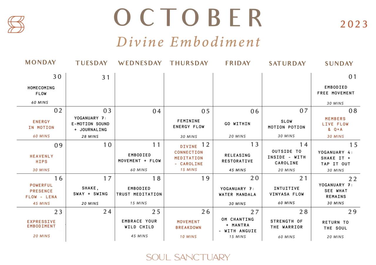 October Calendar Blog