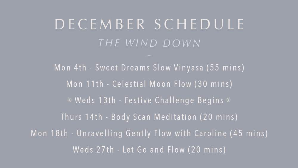December The Wind Down Schedule